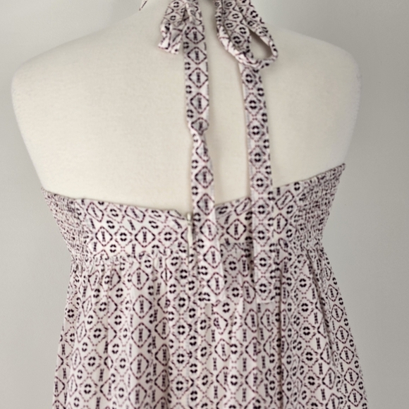 Madewell Silk Convertible Straps Dress Echo Grid Smocked Halter Neck Size 6 - Picture 6 of 15